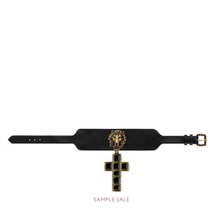 Leather choker with cross pendant