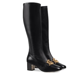 Leather boot with Double G
