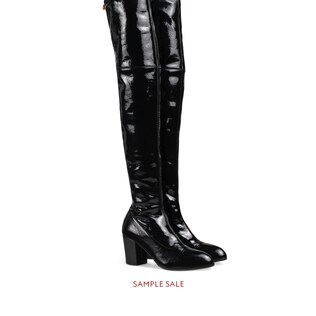 Patent leather over-the-knee boot