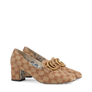 GG canvas mid-heel pump with Double G