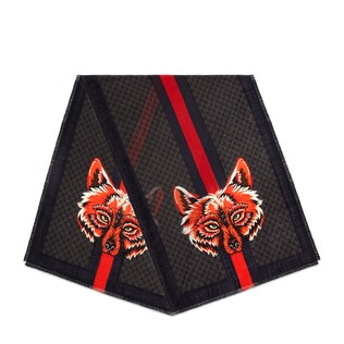 GG wool stole with wolf