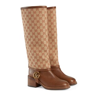 Leather boot with GG gaiter
