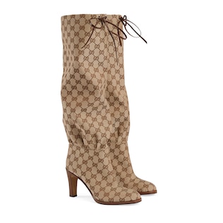 GG canvas mid-heel boot