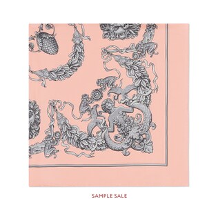 Silk carré with GG, lions and acorns