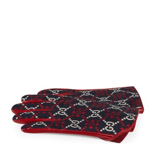 Leather and GG diamond gloves