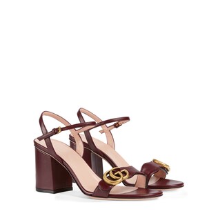 Leather mid-heel sandal with Double G