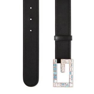 Leather belt with Square G buckle