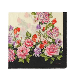 Modal silk shawl with Rising Flower print