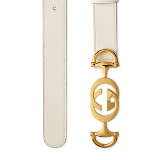 Leather belt with Interlocking G Horsebit