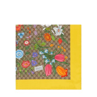 Silk carré with GG Flora print