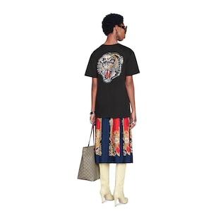Oversize T-shirt with sequin Gucci logo