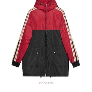 Nylon coat with Gucci stripe