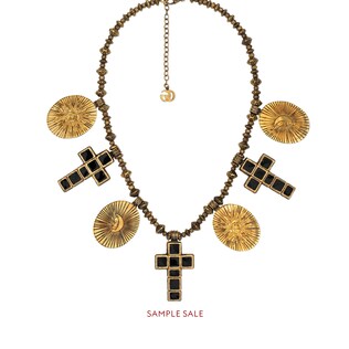 Necklace with cameo and cross pendants