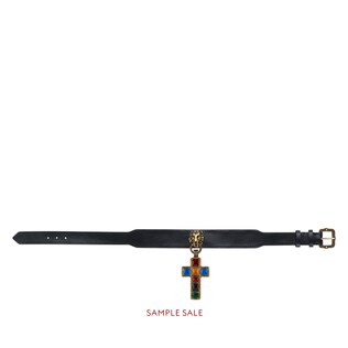 Leather choker with cross pendant