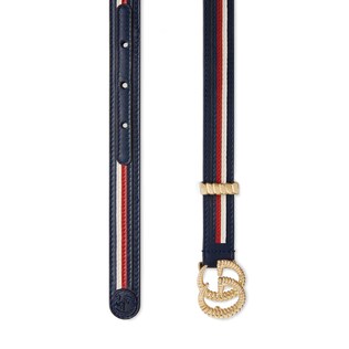 Leather belt with torchon Double G buckle