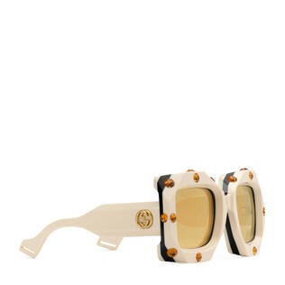Oversize square-frame sunglasses with crystals