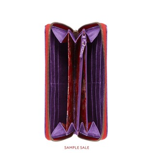 Laminated leather zip around wallet