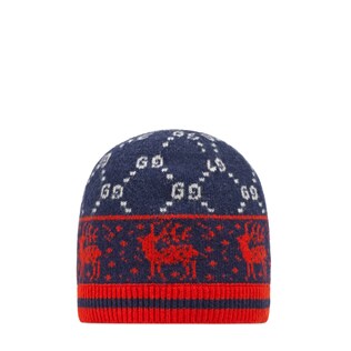 Children's GG reindeers wool hat