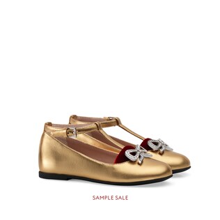 Toddler metallic leather ballet flat with bow