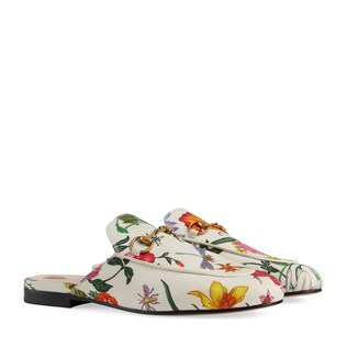 Princetown Flora print canvas slipper
