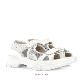 Leather and mesh sandal