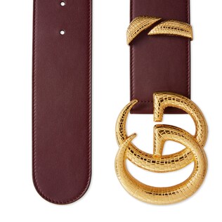 Leather belt with Double G buckle