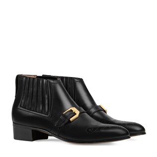 Women's leather ankle boot with G brogue