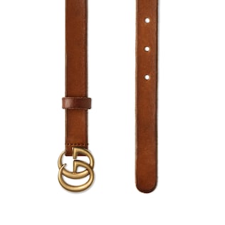 Leather belt with Double G buckle