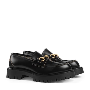 Leather lug sole Horsebit loafer