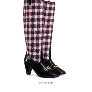 Gucci Zumi check tweed knee boot