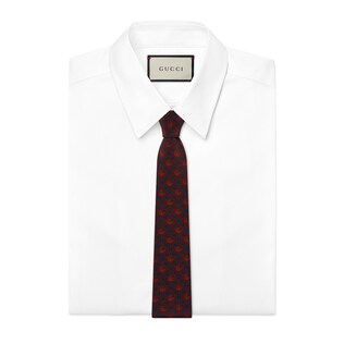 Double G horsebit chain silk tie