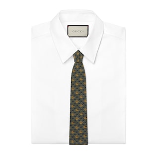 Double G Horsebit chain silk tie