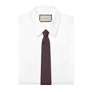GG and rhombus motif silk tie