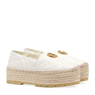 Chevron leather espadrille with Double G