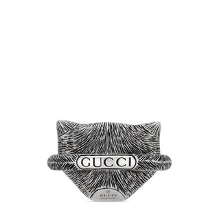 gucci garden 系列猫头纯银戒指