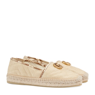 Chevron raffia espadrille with Double G