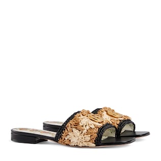 Raffia crochet flower sandal