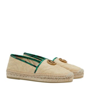 Online Exclusive chevron raffia espadrille with Double G
