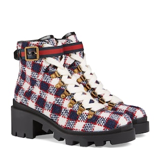 Check tweed ankle boot