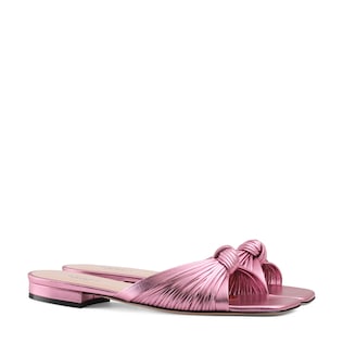 Metallic leather slide