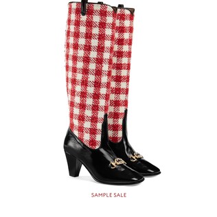 Gucci Zumi check tweed knee boot