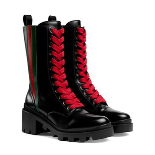 Leather ankle boot with Web