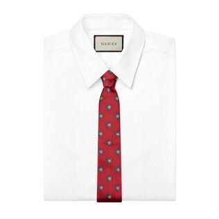Bee crest silk tie