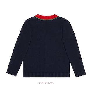 Children's wool cardigan with G patch