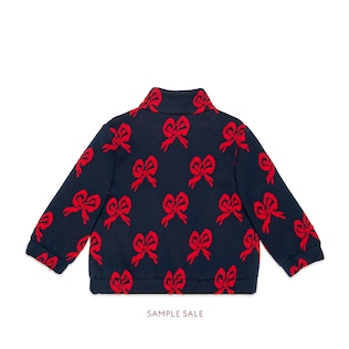 Baby bow jersey zip-up sweatshirt