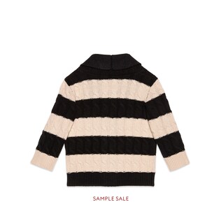 Baby wool striped cardigan with patch