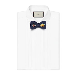 Children's embroidered wool knit bow tie