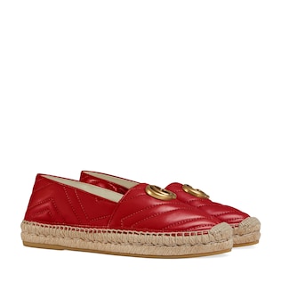 Chevron leather espadrille with Double G