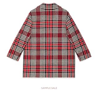 Children's check wool coat with patches