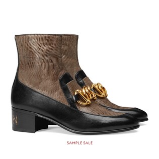 Women's Horsebit chain boot with lizard